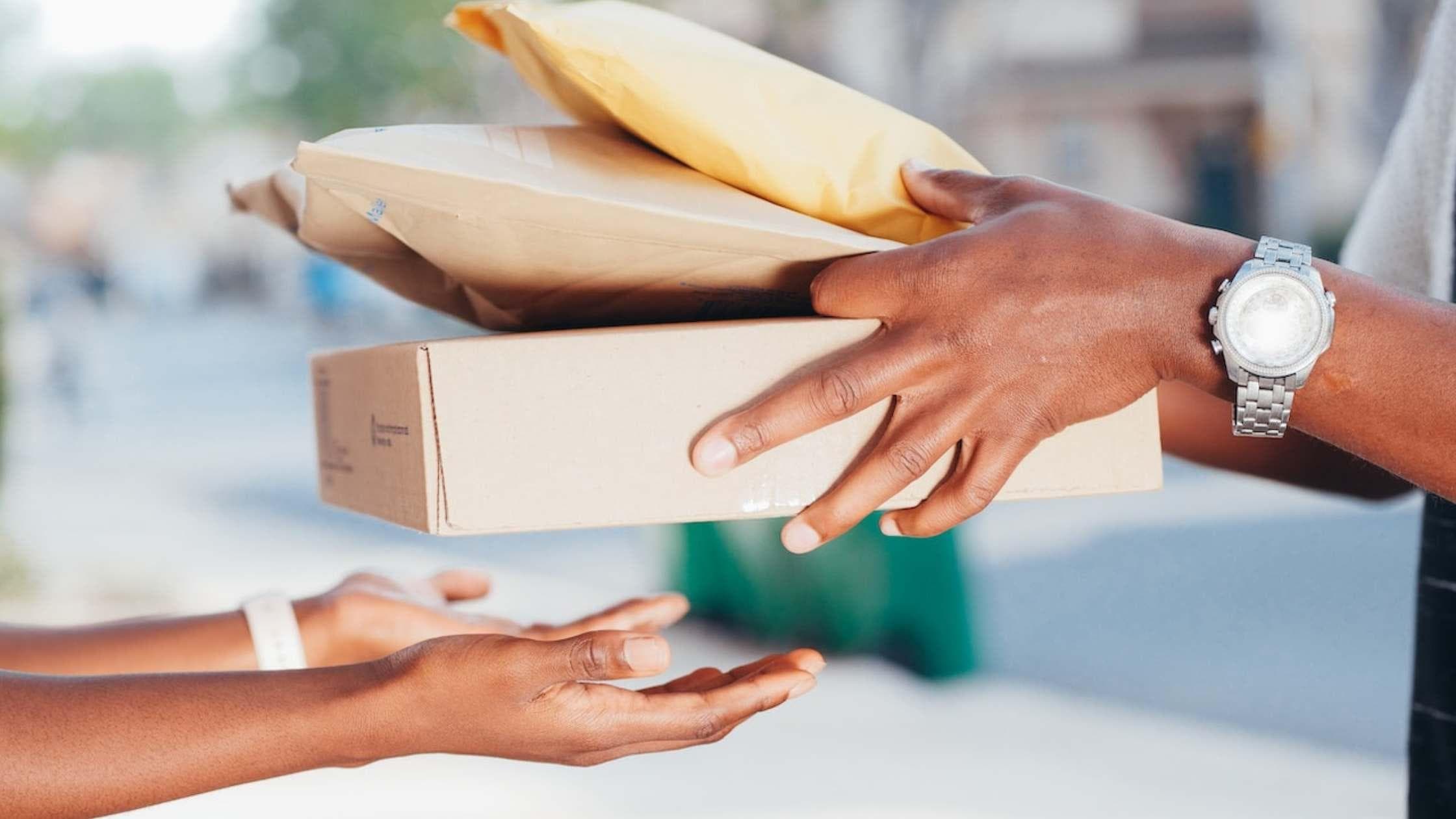 Stacked parcels prepared for international dispatch